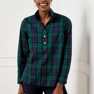 Talbots Non-Iron Popover - Black Watch Plaid 3X